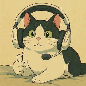 Котик в наушниках